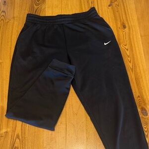 Nike Kids Black Athletic Joggers with White Swoosh